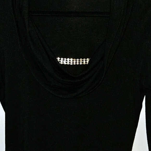 WHBM top w/ deep drape over vneck w/ crystal detail, size M, excellent condition - Picture 2 of 3